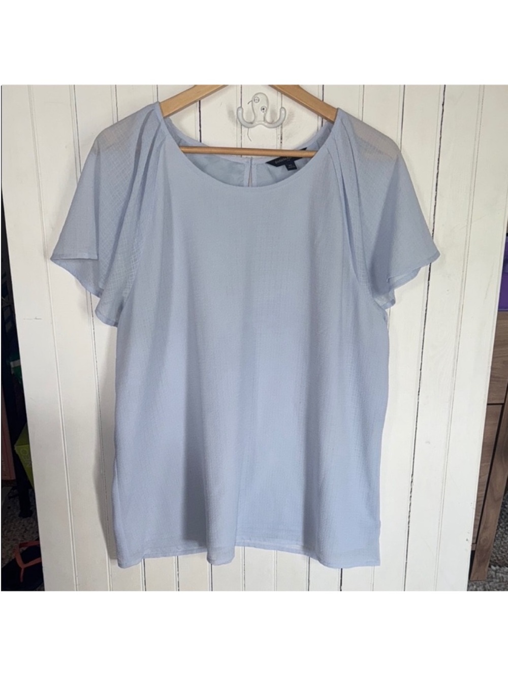 Banana Republic Flutter Sleeve Blouse Light Blue Size XL
